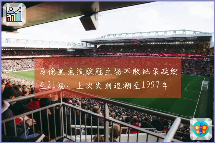 马德里竞技欧冠主场不败纪录延续至21场，上次失利追溯至1997年